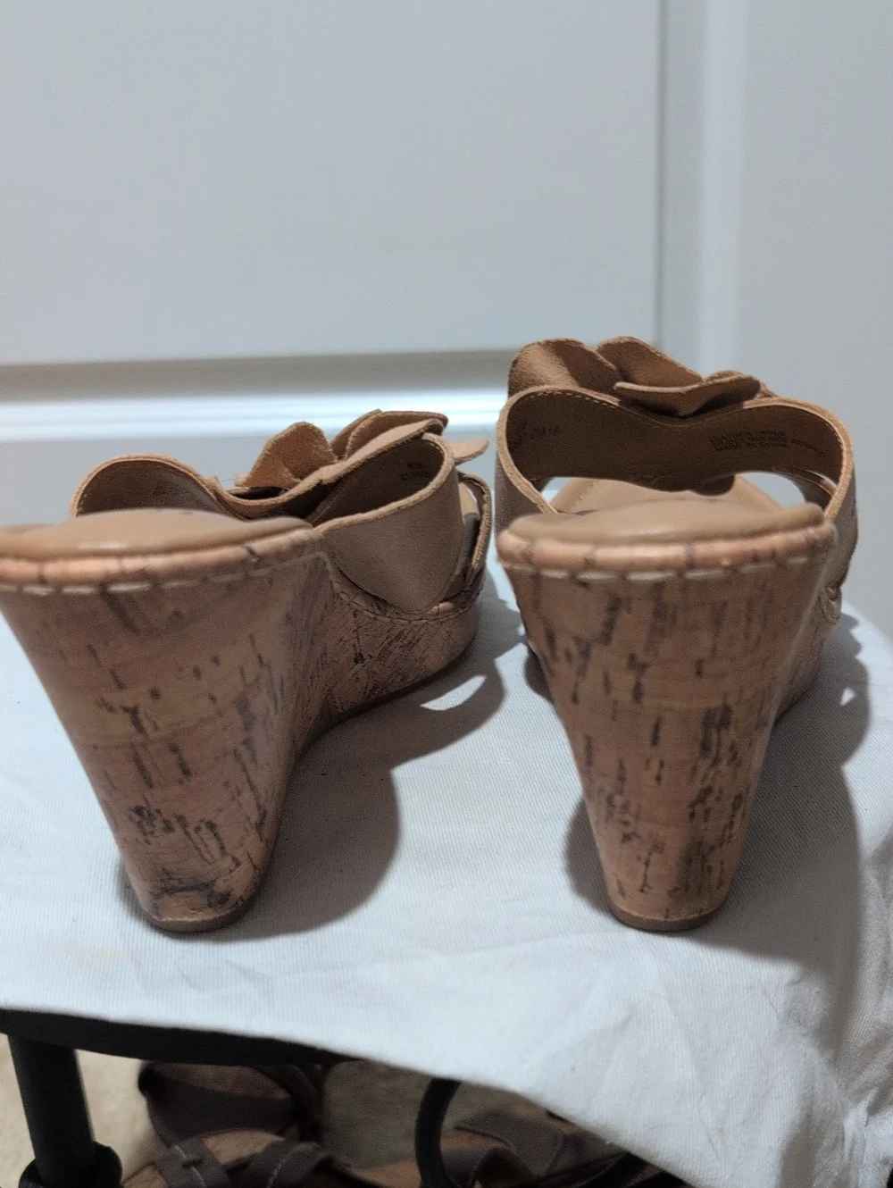 BOC Leather Upper Floral Tan Wedge